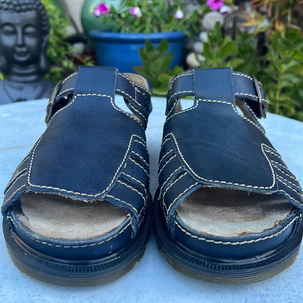 🏴 Blue Vintage Dr. Martens MIE Double Buckle Cut-Out Sandals UK 8 - Picture 14 of 16